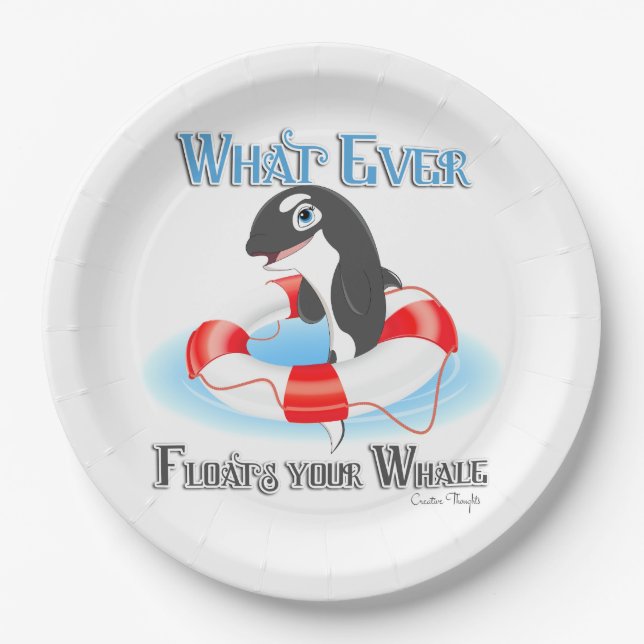 Whatever Floats Your Whale Paper Plates (Front)