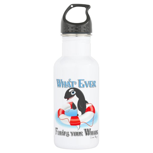 Whatever Floats Your Whale Stainless Steel Water Bottle (Front)