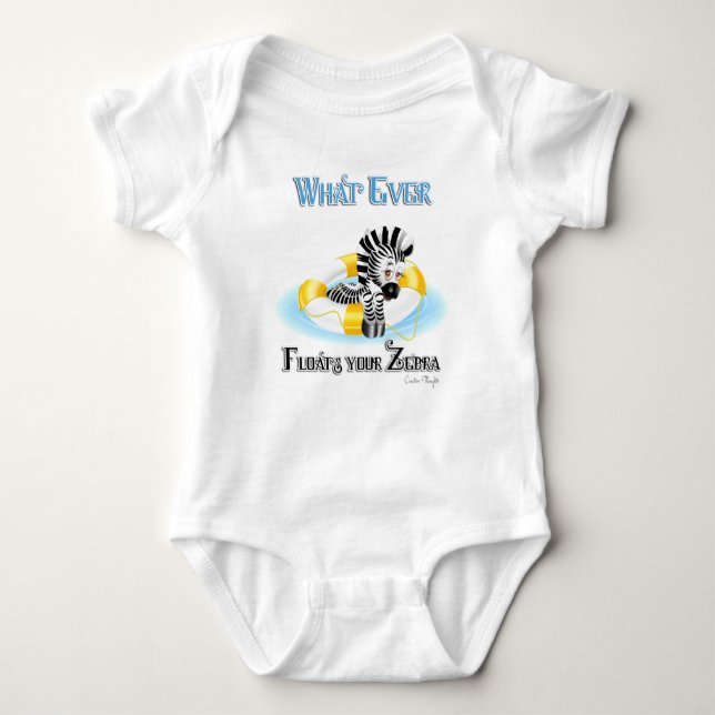 Whatever Floats Your Zebra 3 Baby Bodysuit (Front)
