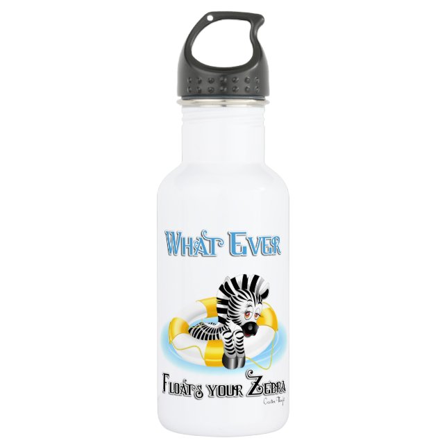 Whatever Floats Your Zebra 3 Stainless Steel Water Bottle (Front)