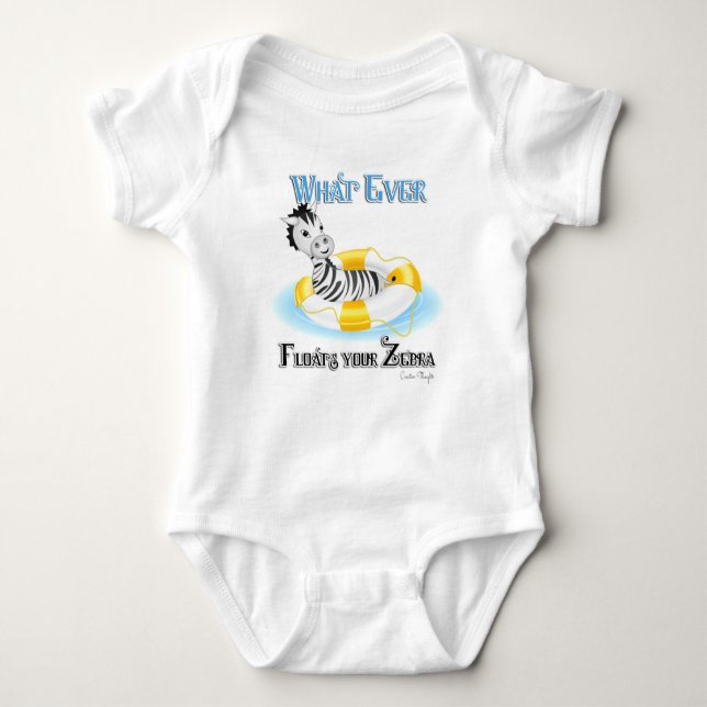Whatever Floats Your Zebra 4 Baby Bodysuit (Front)