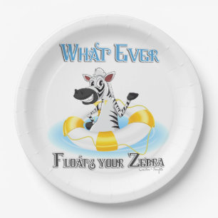 Whatever Floats Your Zebra Paper Plates