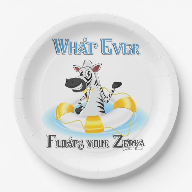 Whatever Floats Your Zebra Paper Plates (Front)