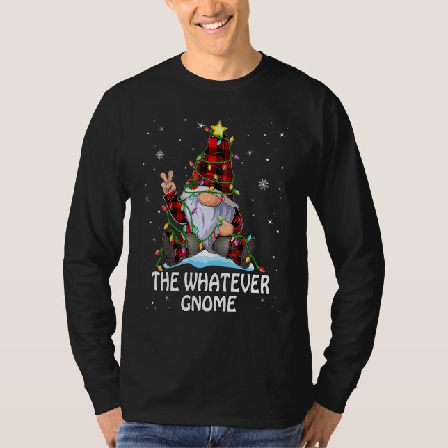 Whatever Gnome Buffalo Plaid Matching Christmas Tr T-Shirt (Front)