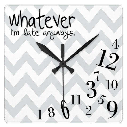 whatever gray and white chevron square wall clock Zazzle