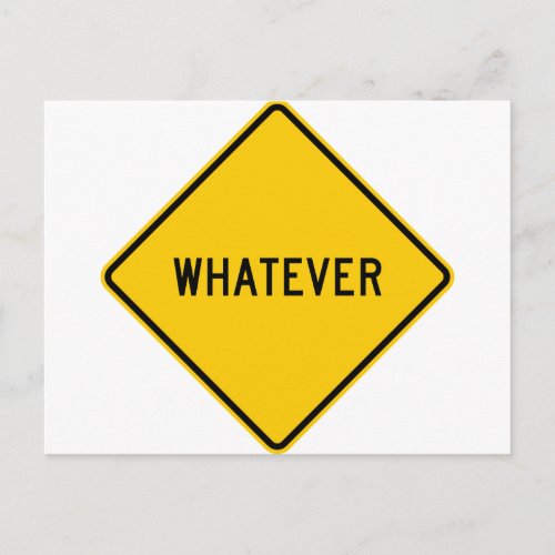 Whatever Highway Sign Postcard