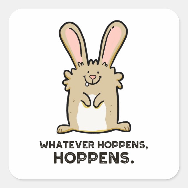 Whatever Hoppens, Hoppens Rabbit Pun Sticker (Front)
