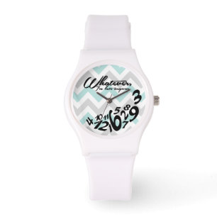 whatever, I'm late anyway - blue and gray chevron Watch