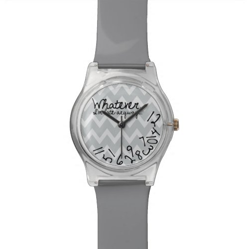 Whatever, I'm late anyway - Gray Chevron Pattern Watch