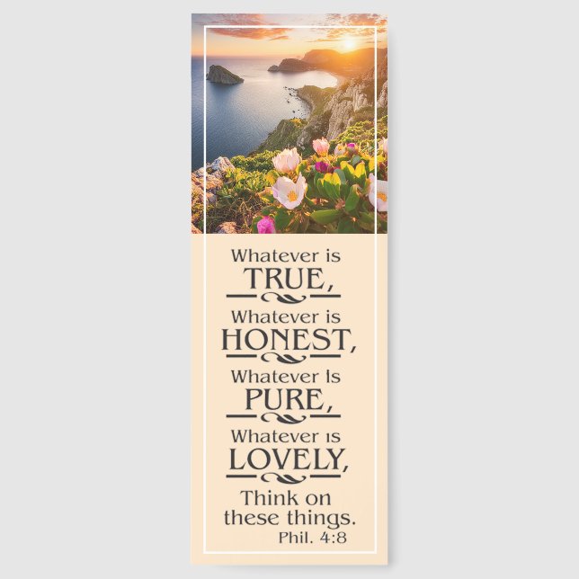 Whatever is true...Coastal sunset personalized Bookmarks (Front)