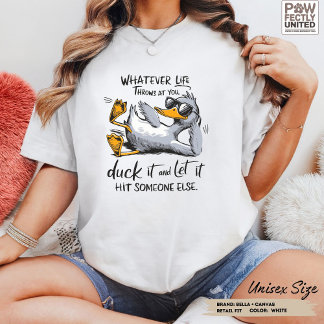 Whatever Life Trows at you Duck it Funny Animal Tri-Blend Shirt