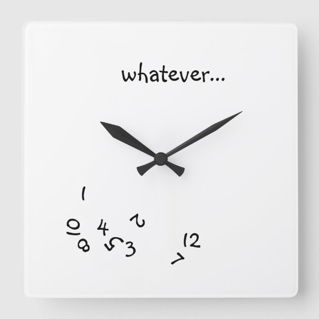Whatever O'Clock Square Wall Clock (Front)