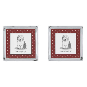 Whatever Old English Sheepdog (Gray 1) Dog Funny Cufflinks