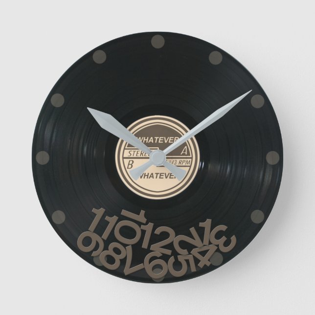 WHATEVER Record Album Round Clock (Front)