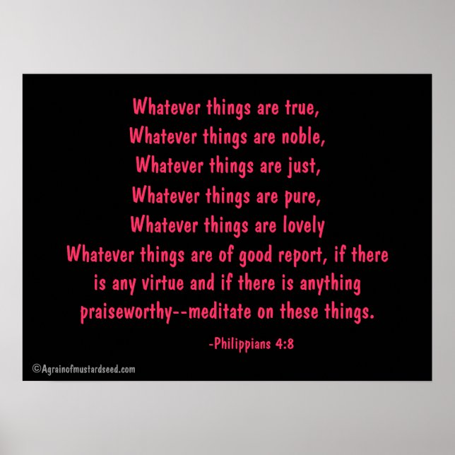 Whatever things are... Bible Quote Prayer Poster (Front)