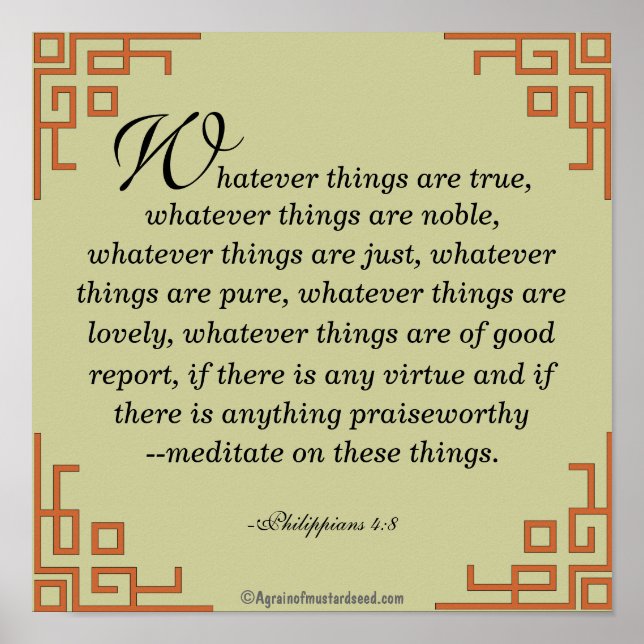 Whatever things are true... Bible Quote Prayer Poster (Front)