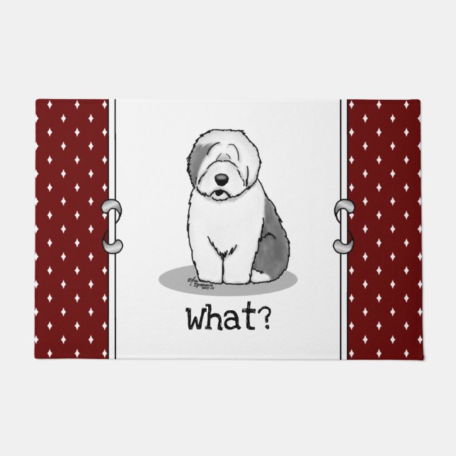 Whatever What? Old English Sheepdog (Gray 1) Funny Doormat (Front)