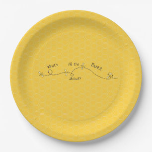 "What's All The Buzz About?" Hand-Drawn Honeycomb  Paper Plates