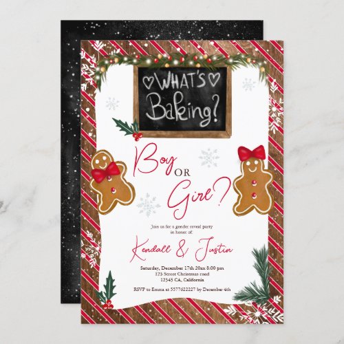 Whats baking Christmas gender reveal baby shower Invitation