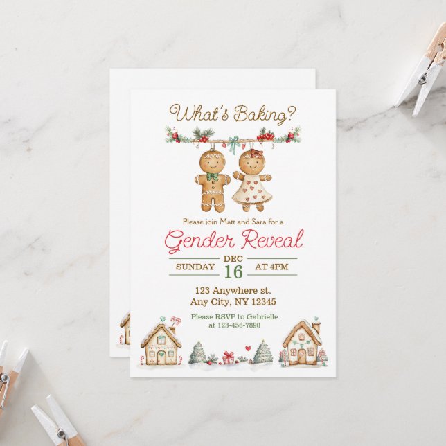 What's Baking Gender Reveal Invitation (Front/Back In Situ)