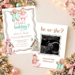 What's Baking gingerbread Festive Gender Reveal Invitation