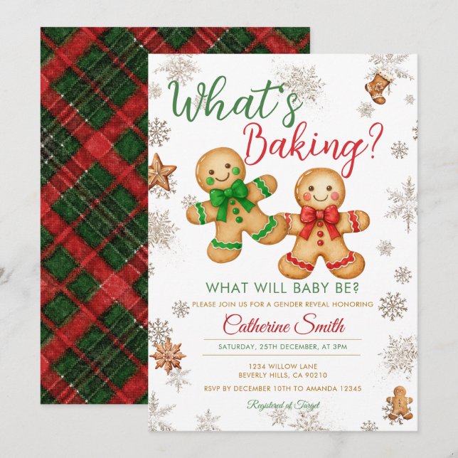 What's Baking Gingerbread Gender Reveal Invitation (Front/Back)