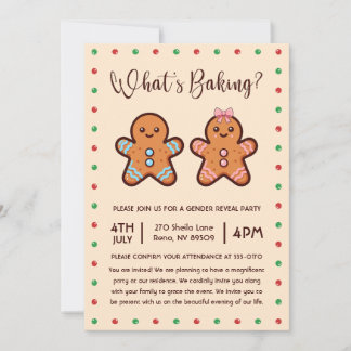 What's Baking Gingerbread Gender Reveal Invitation