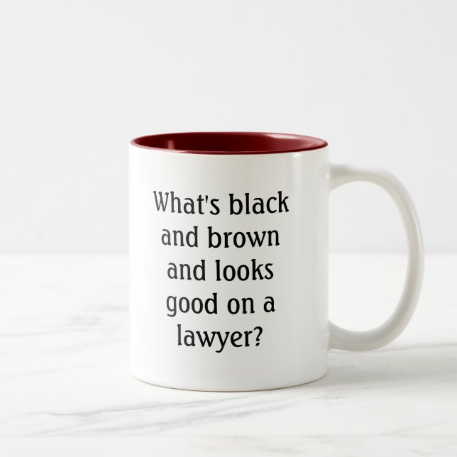 What's black and brown and looks good on a lawy... Two-Tone coffee mug (Right)