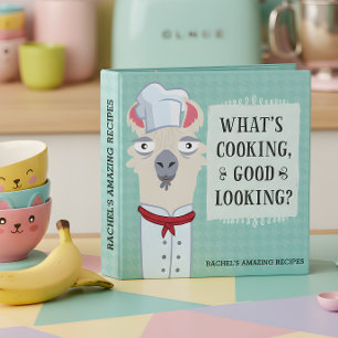 What's Cooking Good Looking Llama Recipe 3 Ring Binder