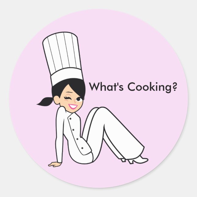 "What's Cooking?" Sticker with Illustration (Front)