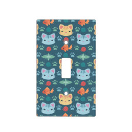 What&#39;s Cool, Kitty Cat in Blue and Yellow Light Switch Cover
