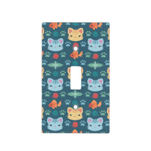 What's Cool, Kitty Cat in Blue and Yellow Light Switch Cover