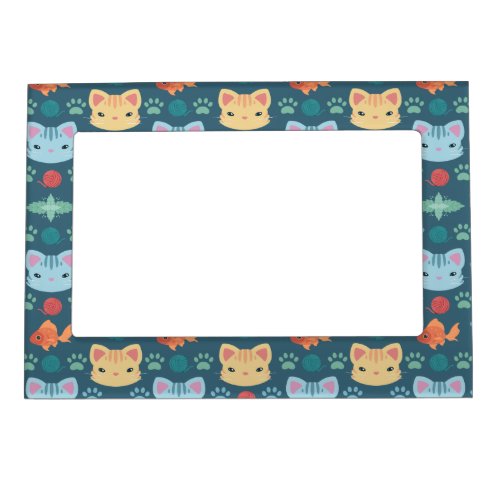 Whats Cool Kitty Cat in Blue and Yellow Magnetic Frame