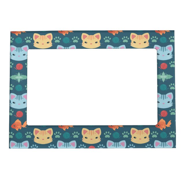 What's Cool, Kitty Cat in Blue and Yellow Magnetic Frame (Front)