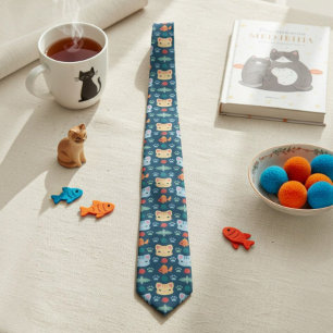 What's Cool, Kitty Cat in Blue and Yellow Neck Tie