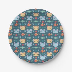 What's Cool, Kitty Cat in Blue and Yellow Paper Plates
