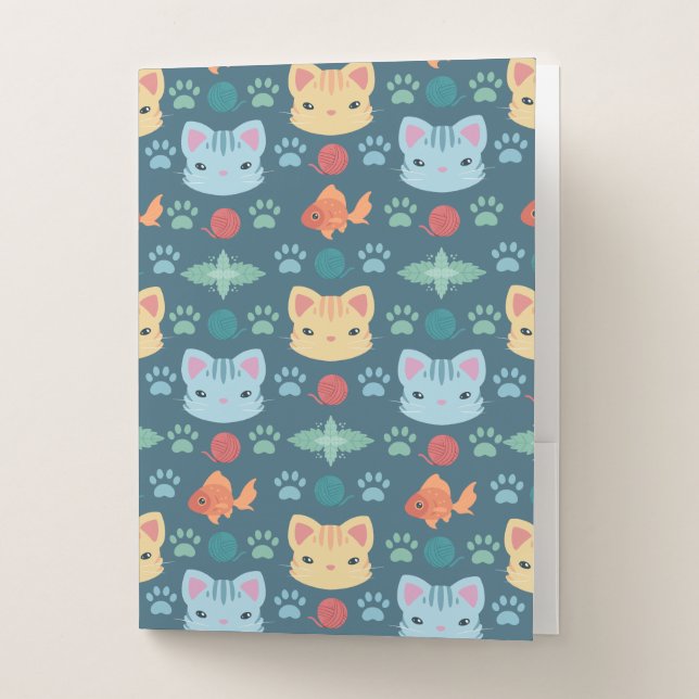 What's Cool, Kitty Cat in Blue and Yellow Pocket Folder (Front)