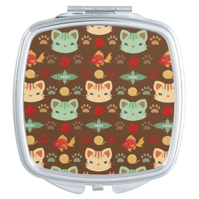 What's Cool, Kitty Cat in Earthy Colors Compact Mirror (Front)
