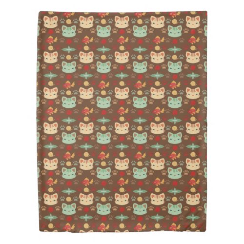 Whats Cool Kitty Cat in Earthy Colors Duvet Cover