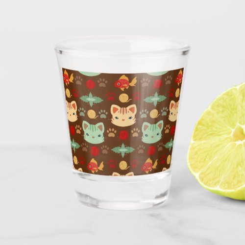 Whats Cool Kitty Cat in Earthy Colors Shot Glass