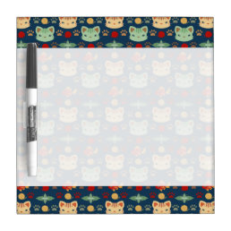 What&#39;s Cool, Kitty Cat in Navy Blue and Yellow Dry Erase Board