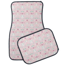 What&#39;s Cool, Kitty Cat in Pink and Mint Car Floor Mat