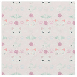 What&#39;s Cool, Kitty Cat in Pink and Mint Fabric