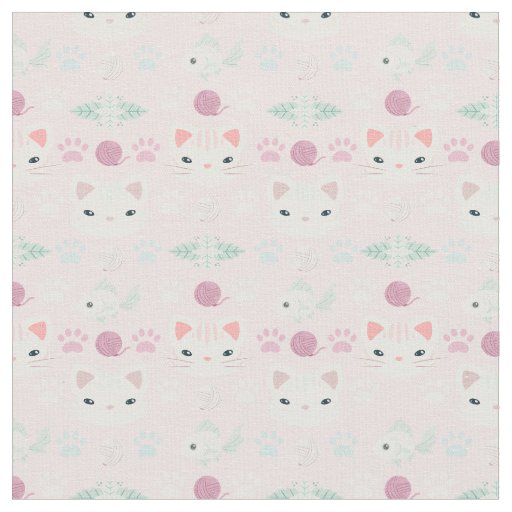 What's Cool, Kitty Cat in Pink and Mint Fabric