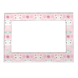 What's Cool, Kitty Cat in Pink and Mint Magnetic Frame