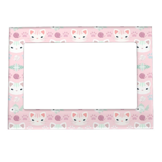 What's Cool, Kitty Cat in Pink and Mint Magnetic Frame (Front)