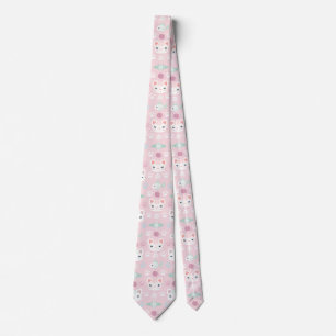 What's Cool, Kitty Cat in Pink and Mint Neck Tie