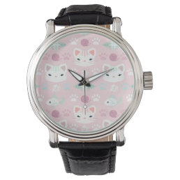 What&#39;s Cool, Kitty Cat in Pink and Mint Watch