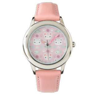What's Cool, Kitty Cat in Pink and Mint Watch
