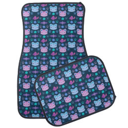 What&#39;s Cool, Kitty Cat in Purple and Blue Car Floor Mat